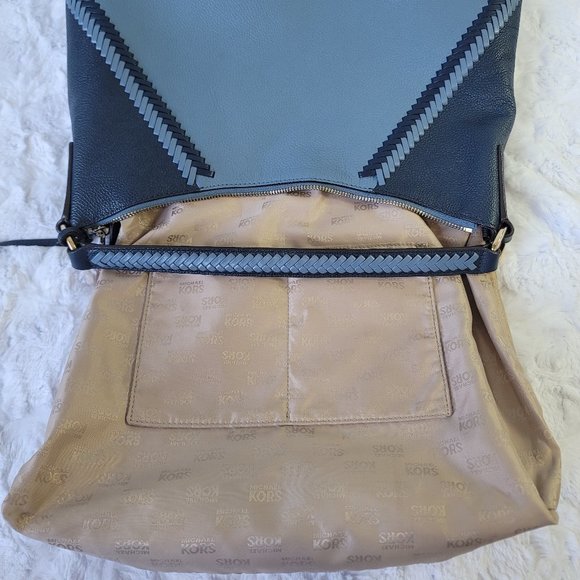 MICHAEL KORS Karson Hobo Shoulder Double Blue Tone Leather - Picture 14 of 16